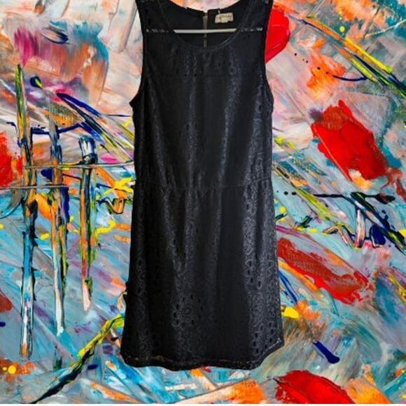 Maison Jules Medium black lace sleeveless line NWOT polyester, nylon blend dress - Picture 1 of 1